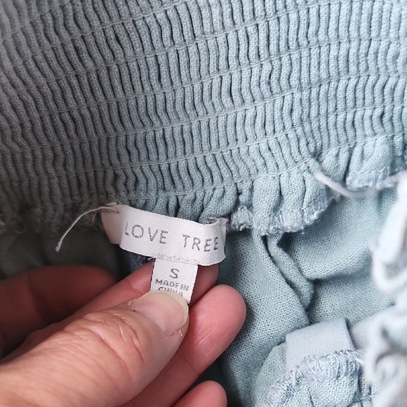 Love Tree Blue/ Green Wide-Leg Linen Blend Pants Stretch Waist Size Small euc Co - Picture 2 of 4